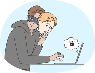 Scammer hacking accounts on computer