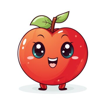 Cute Cartoon Apple Character Isolated on a White Background