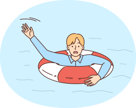 Young man drown in water ask for help - Powered by Adobe