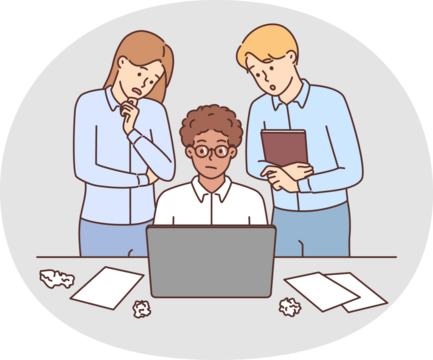 Frustrated employee work on laptop have problems - Powered by Adobe