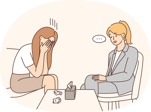 woman in therapy session, crying, talking clip art preview