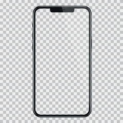 Studio shot of Smartphone with blank white screen for Infographic Global Business . Front View Display.Vector illustration. PNG	 - obrazy, fototapety, plakaty