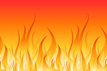 Illustration of burning bonfire on the red background. Red burning flame.

