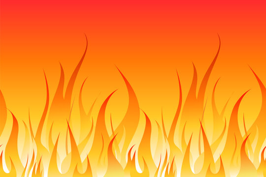 Illustration of burning bonfire on the red background. Red burning flame.
