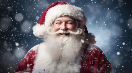 Santa Claus and his holiday outfit,  exuding charm and joy in equal measure