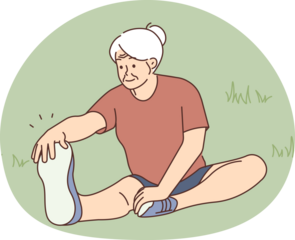 Active elderly woman training in park