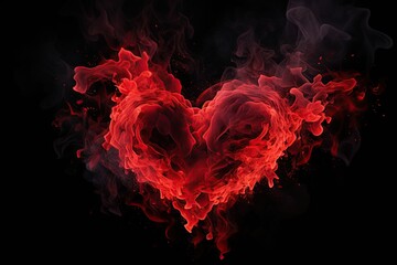 Heart made of red smoke. Love Concept. Generative AI