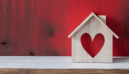 Home, sweet home - House wood with heart shape