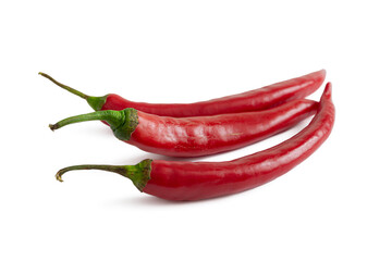Three pods of hot red chili pepper