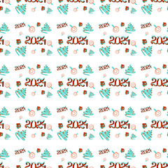 Seamless pattern in red and turquoise color in honor of the coming year 2024. Pattern for wrapping paper, pattern for background, seamless background.