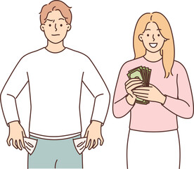 Rich woman and poor man symbolize social inequality due to lack of financial literacy
