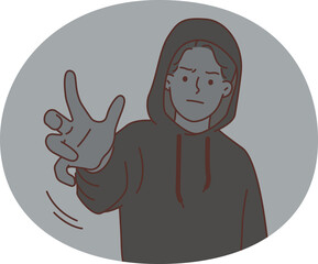 Suspicious man in hood involved in anonymous crime