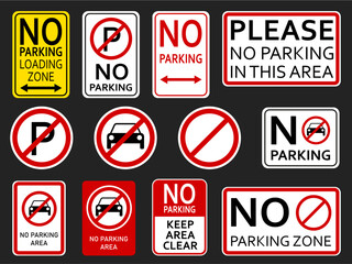No parking road sign collection vector illustration 
