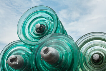 Glass disc insulators.