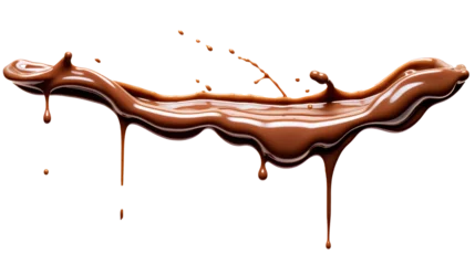 Foto op Canvas Chocolate dripping splashes on transparent background, image with background removed, created with Generative Ai technology. © Viktor