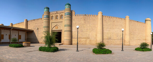 Panorama of the wall of the central entrance of the Besh Hovli complex (Nurillabay Khan Palace, XIX...
