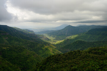 Fototapeta premium Black River Gorge Viewpoint with Lush Green Rainforest Valley in Mauritius