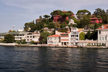 Fototapeta na wymiar View of beautiful private hotels and houses on the seashore