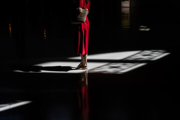 Woman in red dress
