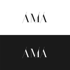 AMA logo. A M A design. White AMA letter. AMA, A M A letter logo design. Initial letter AMA linked circle uppercase monogram logo. A M A letter logo vector design. 