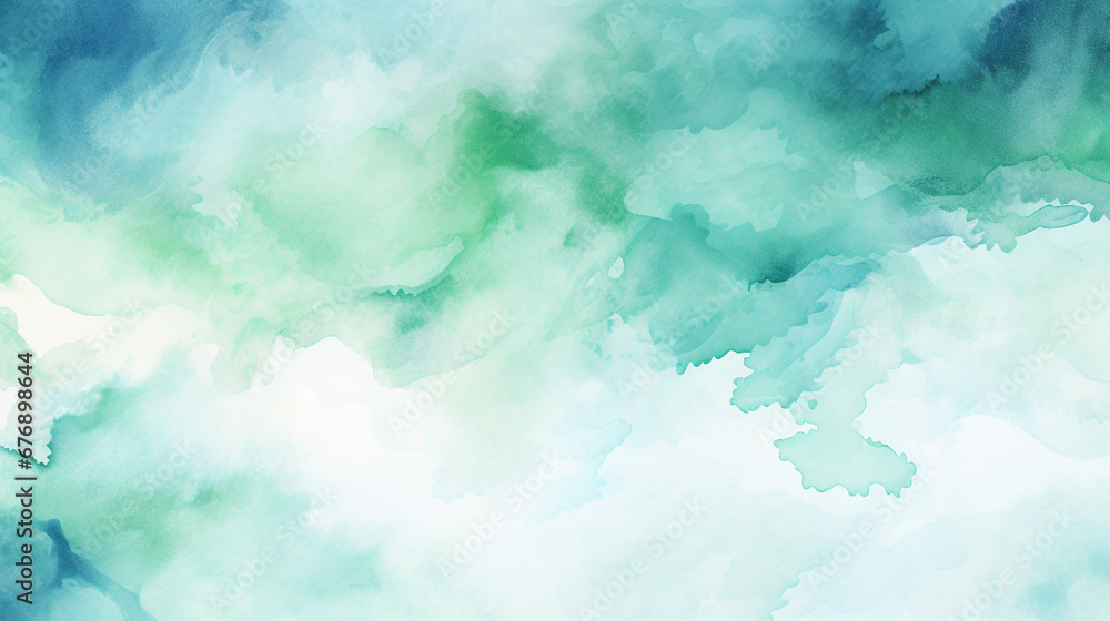 Wall mural blue green and white watercolor background. abstract background.