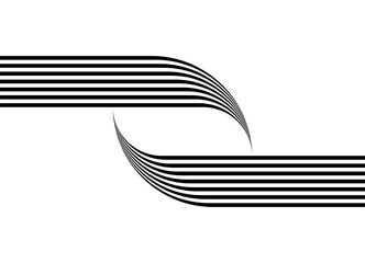 Naklejka premium Vector striped pattern of black parallel lines on a white background. Design element made from abstract ribbons. Modern vector background.