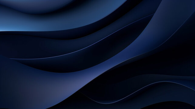 Dark blue paper waves abstract.