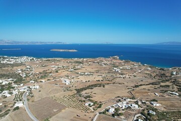 Aerial views from over the Greek Island of Paros, in the Aegean Sea