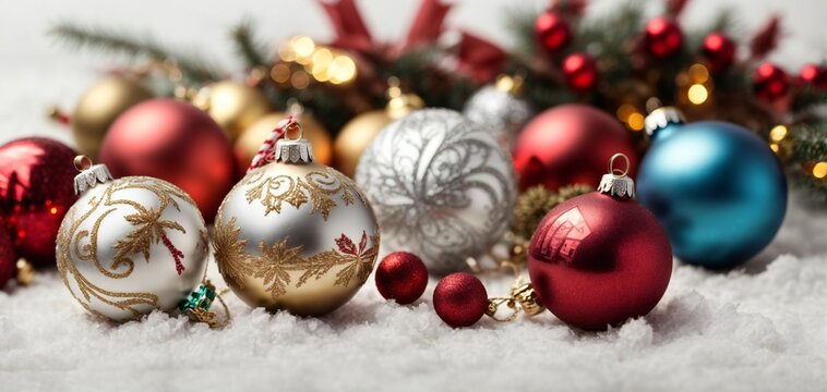 Image of beautiful Christmas decorations Festive Christmas card Background from Christmas balls Merry christmas and happy new year concept Christmas season Christmas parties Christmas generative ai 

