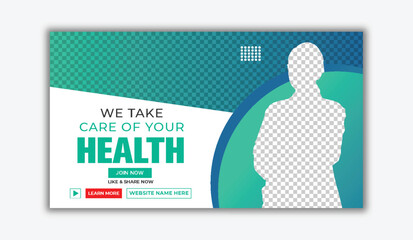 Professional Medical Healthcare Services web banner thumbnail, and video thumbnail design.