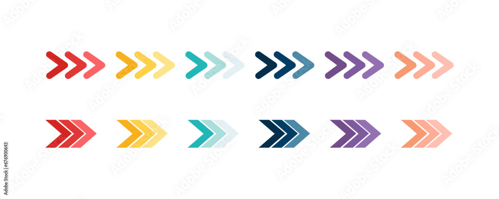 Poster direction arrow icon set. colored arrows symbols. arrows of different types. arrow isolated vector g