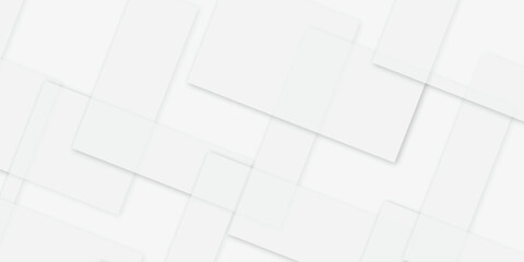 Abstract background with white gray colors lines pattern texture .squares shape in bright light with soft shadows as pattern . space futuristic design concept. decorative web layout or poster banner .