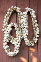 Garlic wreaths. Rich harvest.