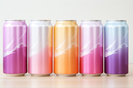 Photorealistic mockup of blank aluminum cans for design presentations and branding concepts