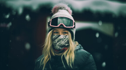 blonde woman in winter gear