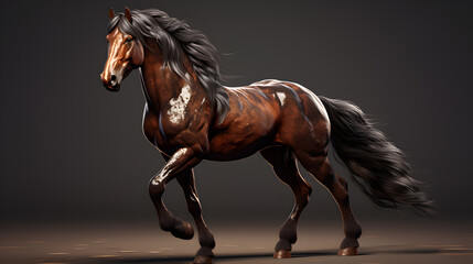 Obraz na płótnie Canvas Majestic Bay Horse Galloping on Dark Background