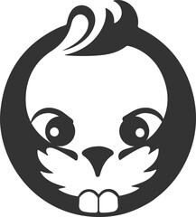 Simple beaver logo. Vector black and white illustration