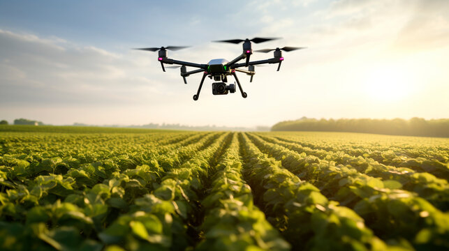 Drone em Movimento sobre Planta&ccedil;&atilde;o de Soja