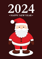 Vector illustration, Happy New Year greeting card, Santa postcard, Happy New Year 2024.