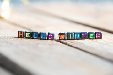 Hello winter background, invitation, greeting card.