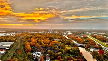 Autumn Splendor: Sunset over the Ruhr area - obrazy, fototapety, plakaty