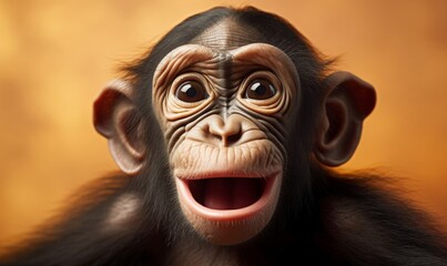 a baby chimpanzee with a happy face, Generative AI