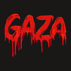 Hand drawn bloody GAZA lettering