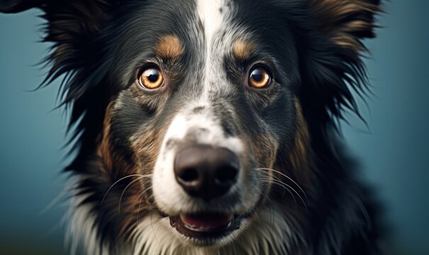a herding dog face close up, Generative AI