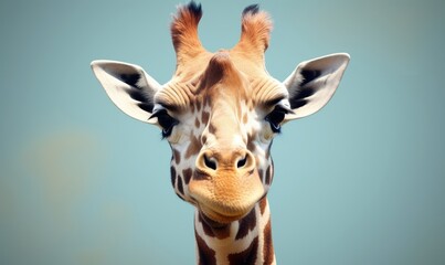 a baby giraffe face close up, Generative AI
