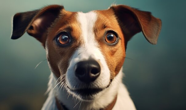 a jack russell terrier face close up, Generative AI