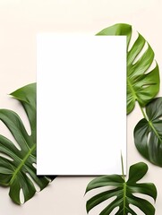 Frame mockup with Chamomile flowers on a white background. Banner or gift card with flowering frame