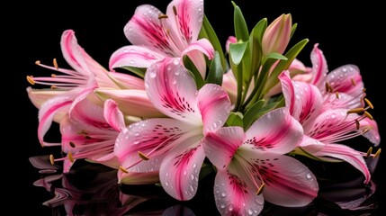 Beautiful Alstroemeria Flowers. Mother's day concept with a space for a text. Valentine day concept with a copy space.