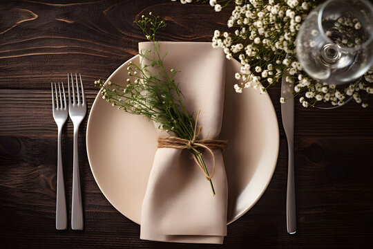 Rustic table setting for wedding