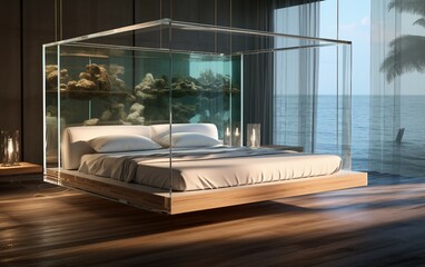 Aerial Bed Supported by an Acrylic Frame .